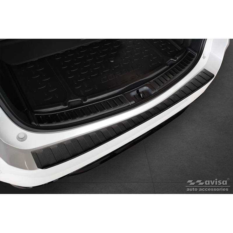 Matt Black Stainless Steel Rear bumper protector  Toyota Corolla XII Combi 2019- (incl. GR Sport) & Suzuki Swace Combi 2020- 'Ribs'