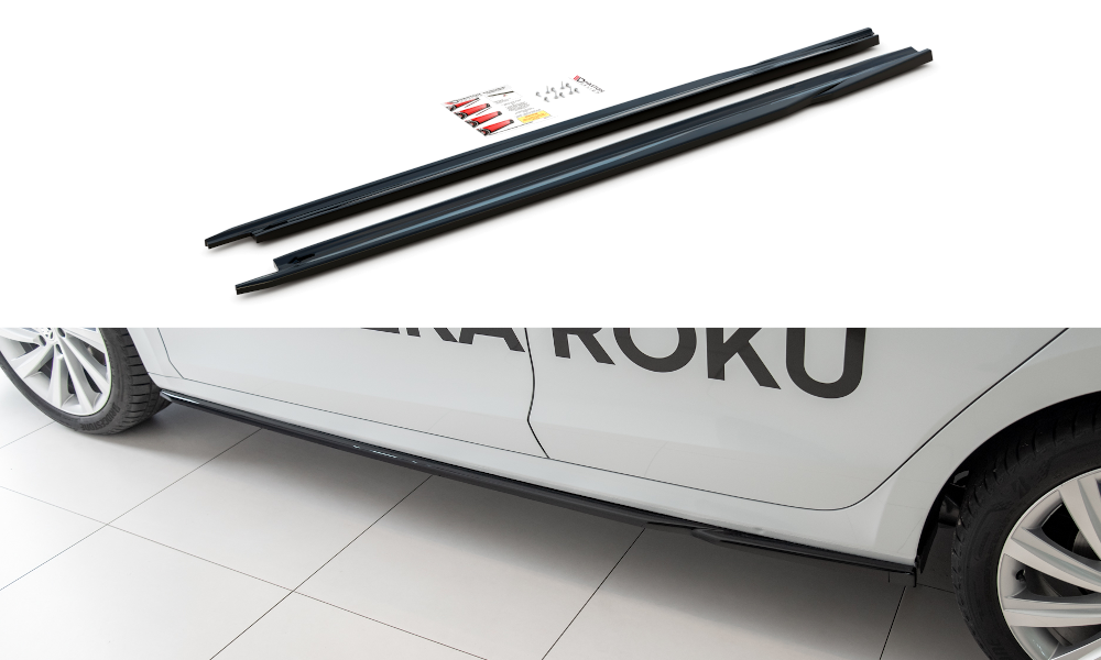 Zijskirts V.2 Maxton Skoda Octavia Mk4 Glans Zwart