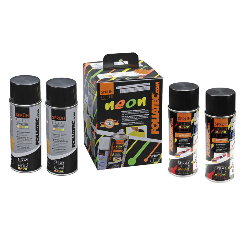 Foliatec Spray Film (Dip) NEON 4-piece Set - red 2x400ml + base coat 2x400ml