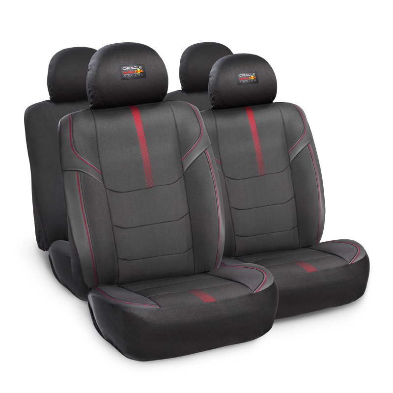 Red Bull Oracle Universal seat cover set Pro - 10-piece set - Black/Red -  Side-Airbags
