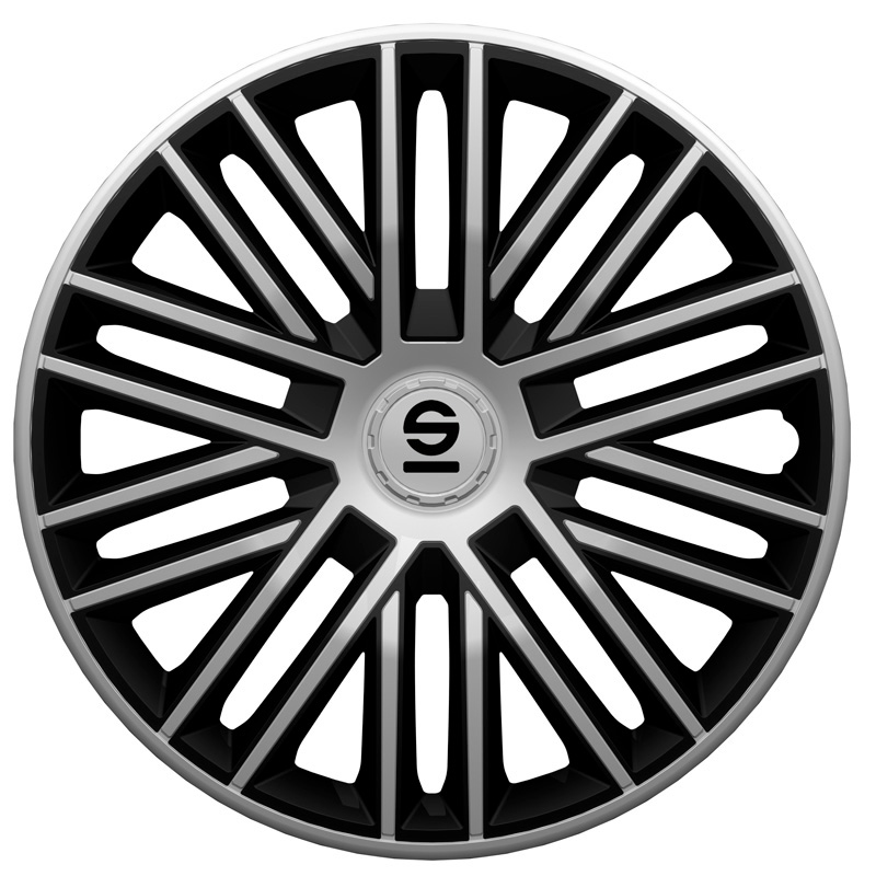 Sparco Wieldoppen Bergamo - 14-inch - Zilver/Zwart - Set van 4 stuks