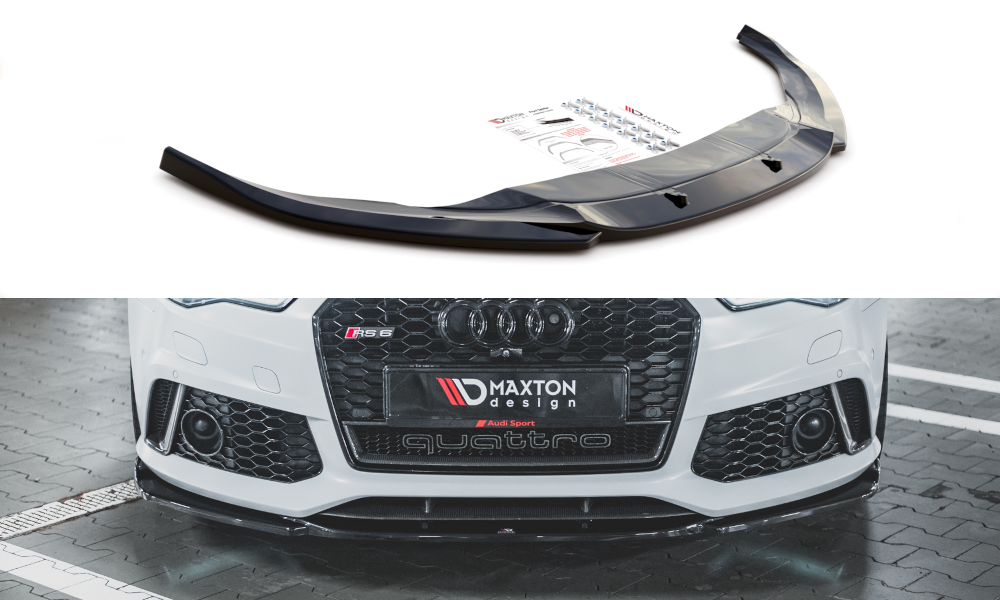 Voorspoiler V.3 Audi RS6 C7 Maxton Glans Zwart