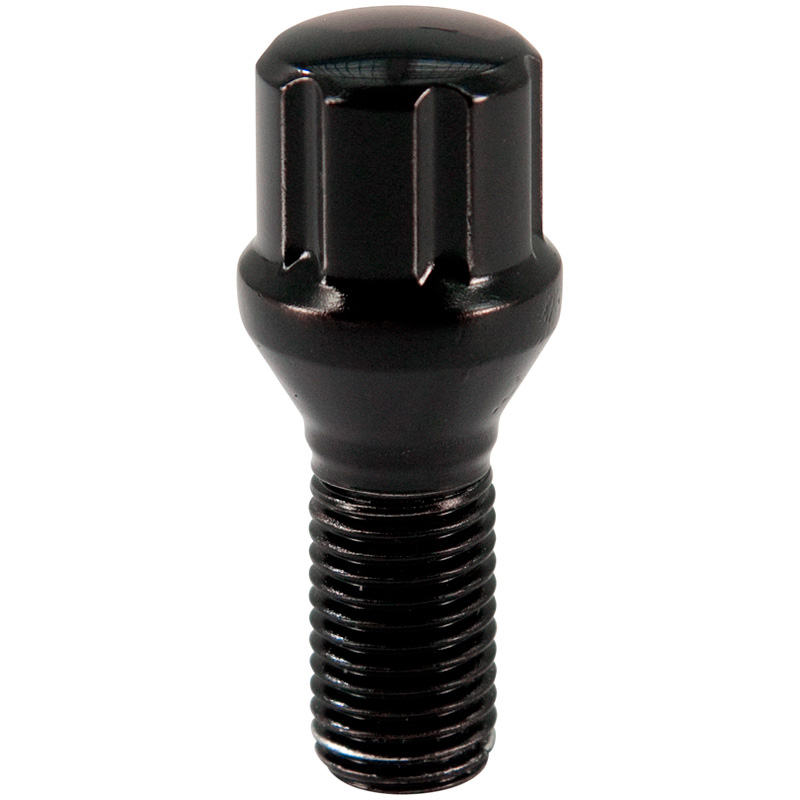 Wheel bolt M12x1.50 Black - 6-Spline - Conical - Length 24mm