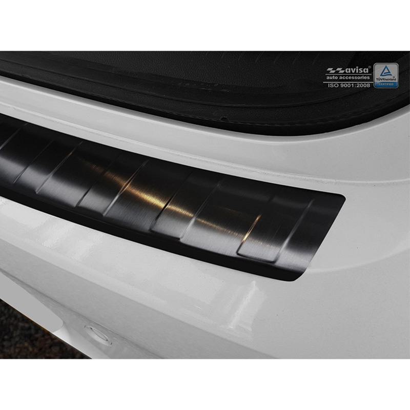 Black Stainless Steel Rear bumper protector  Opel Insignia Grand Sport 5-doors 2017-2020 & FL 2020- 'Ribs'