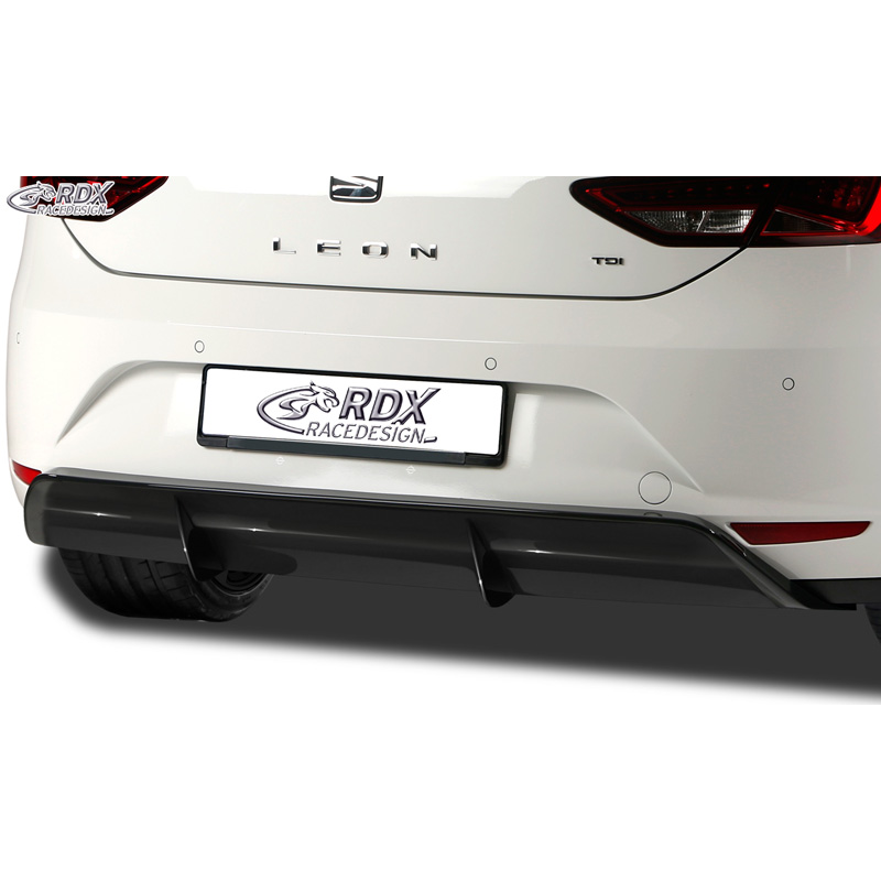 Rear bumper skirt 'Diffusor'  Seat Leon 5F SC/5-doors 2013-2017 excl. ST/FR/Cupra (ABS glossy black)