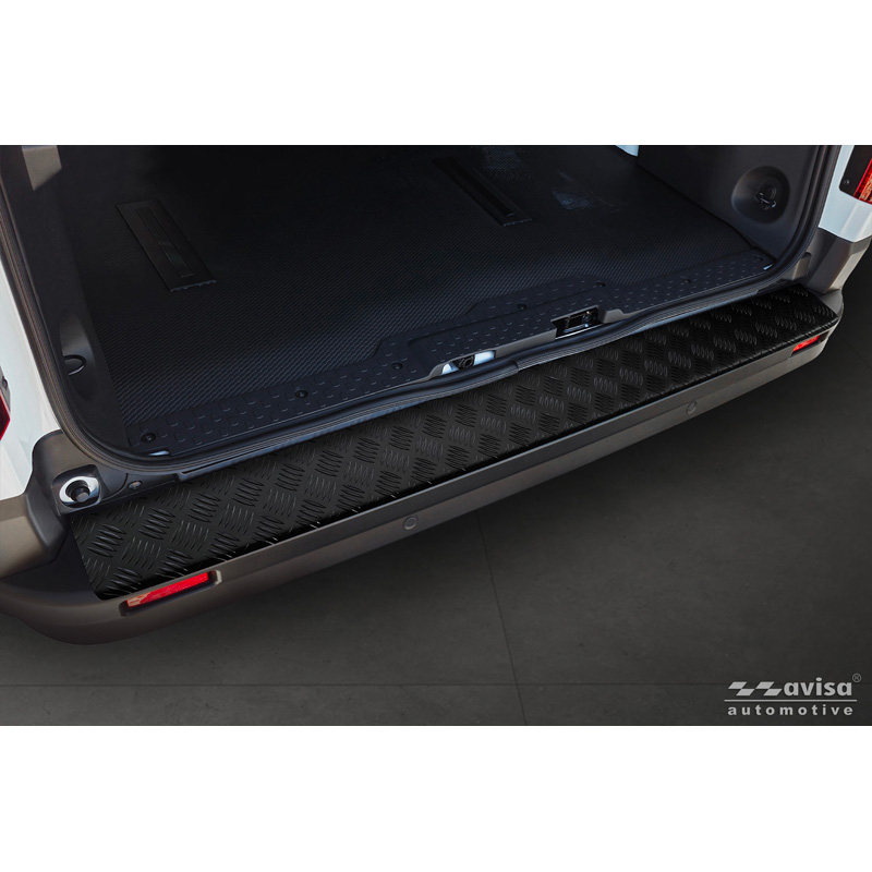 Avisa Matt Black Aluminum Rear bumper protector  Renault Trafic III / Nissan NV300 2014- / Opel Vivaro 2014-2019 & Fiat Talento 2016-2021 '3mm Riffled Plate'