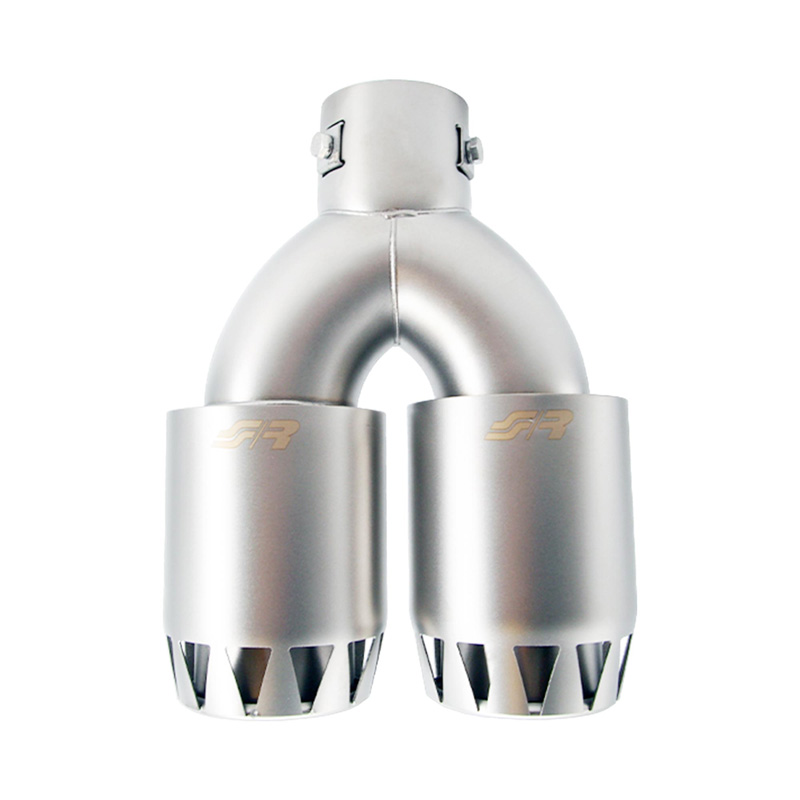 Simoni Racing Uitlaatsierstuk Dubbel Rond RVS - Titanium Jet Engine Design 185x88xL245mm - Montage ->39-63mm