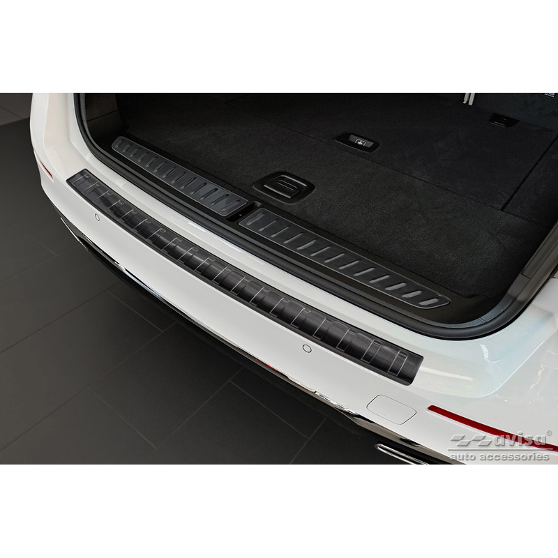 Black Stainless Steel Rear bumper protector  BMW 5-Series G31 Touring Facelift 2020-2024 excl. M-Sport 'Ribs'