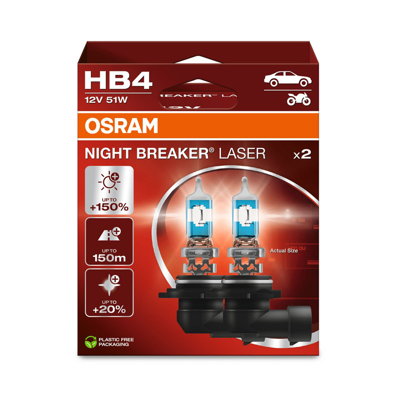 Osram Night Breaker Laser Halogen bulbs - HB4 (9006) - 12V/51W - set of 2 pieces
