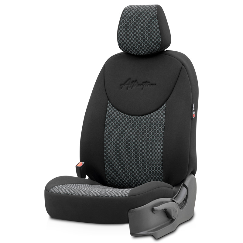 Universal Fabric Seat cover set 'Attraction' Black/Grey - 11-pieces -  Side-Airbags