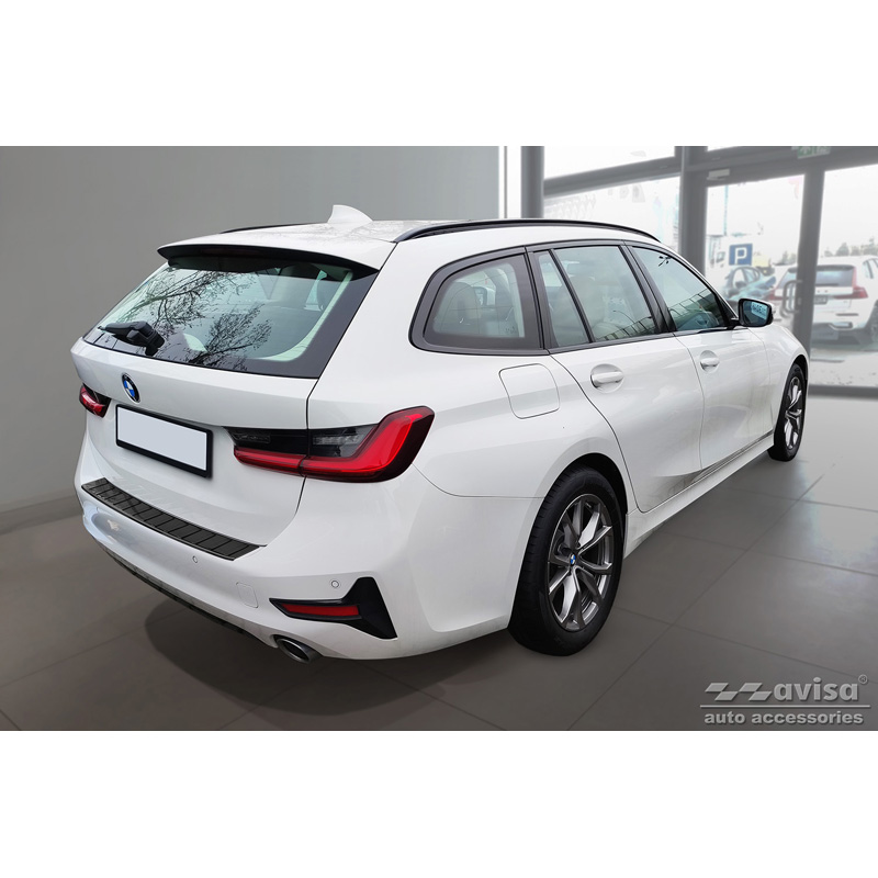 Black Stainless Steel Rear bumper protector  BMW 3-Series G21 Touring 2019-2022 'Ribs'