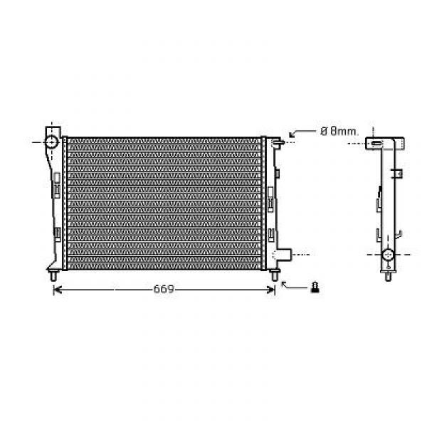 Radiator A-KLASSE W168 97->> 600x375 ALLE MODELLEN +AC/MS 2281
