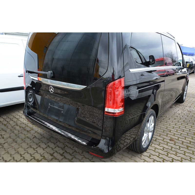 Zwart RVS Achterbumperprotector  Mercedes Vito / V-Klasse 2014-2019 & Facelift 2019- 'Ribs'
