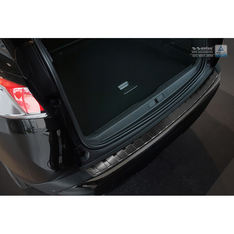 Black Stainless Steel Rear bumper protector  Peugeot 3008 II 2016- 'Ribs'