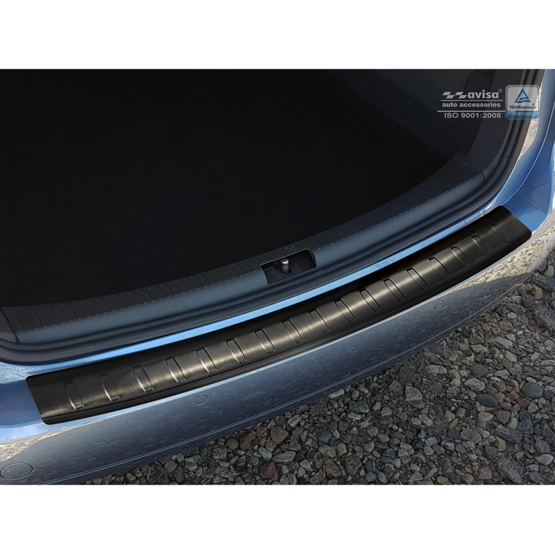 Black Stainless Steel Rear bumper protector  Volkswagen Touran II 2010-2015 'Ribs'