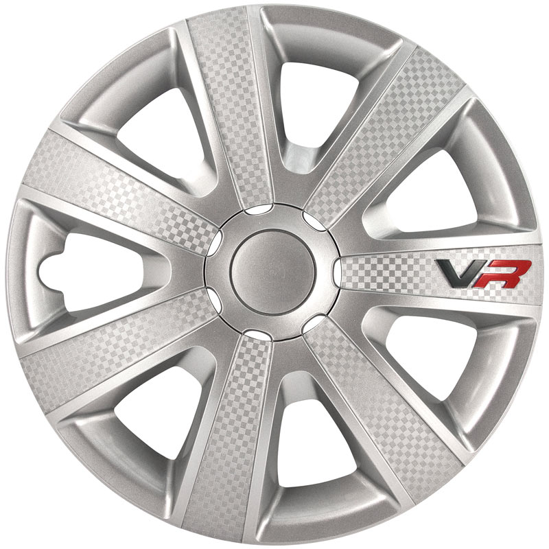 4-Delige Wieldoppenset VR 14-inch zilver/carbon-look/logo
