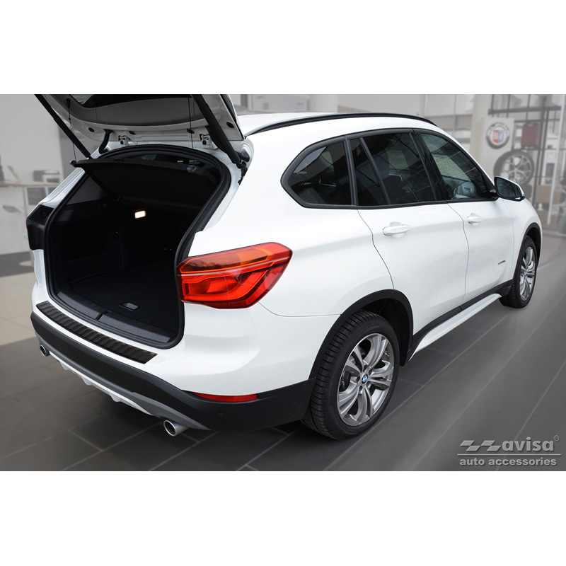 Matt Black Stainless Steel Rear bumper protector  BMW X1 (F48) 2015-2022 'Ribs'