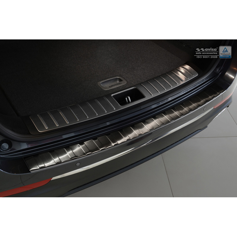 Black Stainless Steel Rear bumper protector  Kia Optima Combi 2016- 'Ribs'