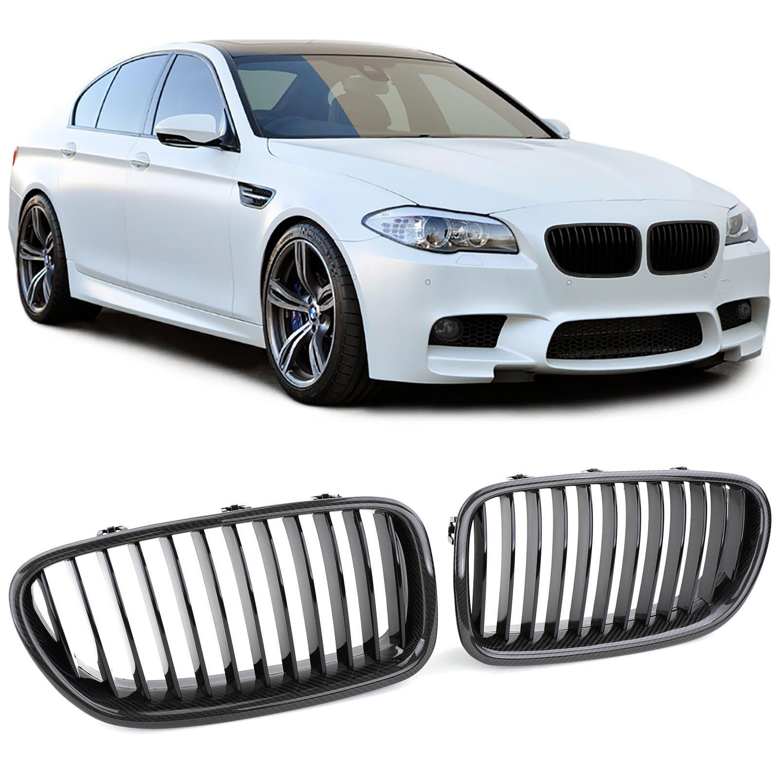 Grill Nieren BMW F10/F11 Carbon - Zwart 10-17
