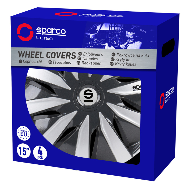 Sparco Wieldoppen Lazio - 15-inch - Grijs/Zilver - Set van 4 stuks