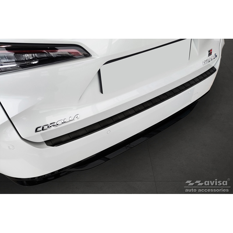 Matt Black Stainless Steel Rear bumper protector  Toyota Corolla XII Combi 2019- (incl. GR Sport) & Suzuki Swace Combi 2020- 'Ribs'