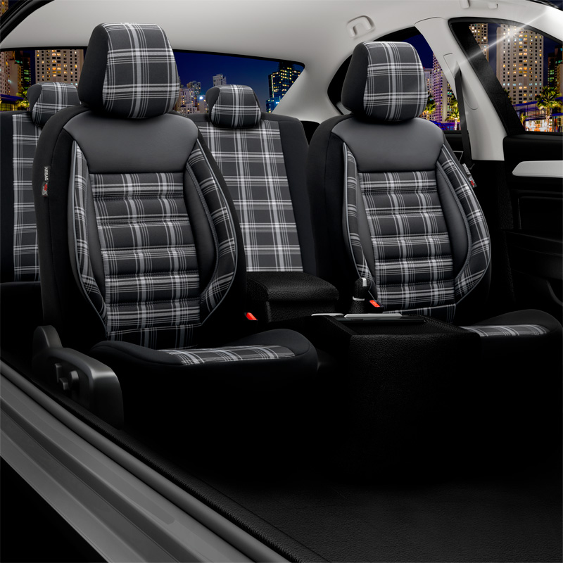 Universal Fabric Seat cover set 'Sports' Black/Grey - 11-pieces -  Side-Airbags
