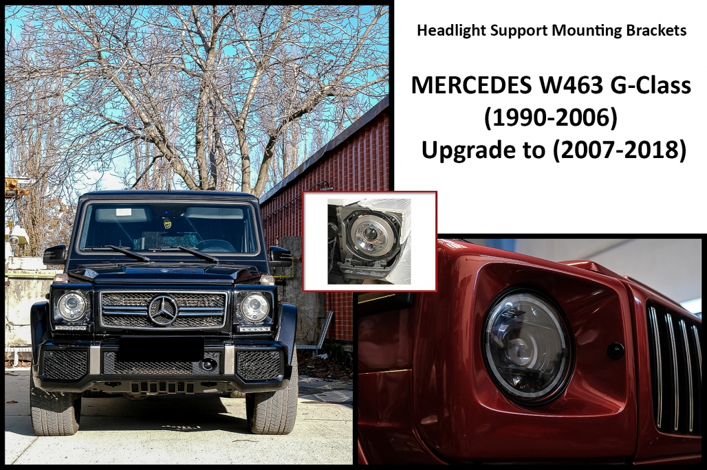 Headlight Support Mounting Brackets suitable for Mercedes W463 G-Class (1990-2006) Upgrade to (2007-2018)