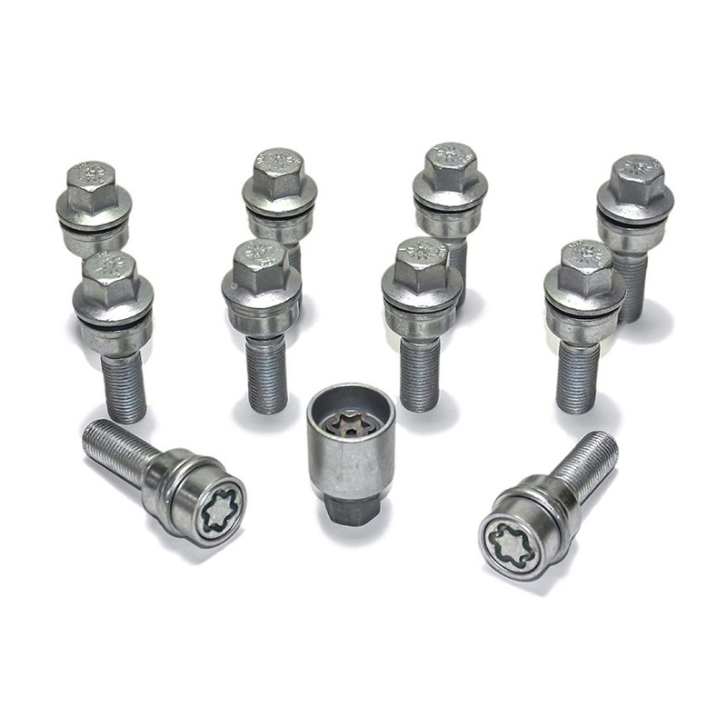 H&R Wheel bolt Set Round-Head with movable cone R14 M14x1.50 - Length 50mm - 10 pcs. (e.g.  Audi Q3, Q5) - incl. wheel-locks