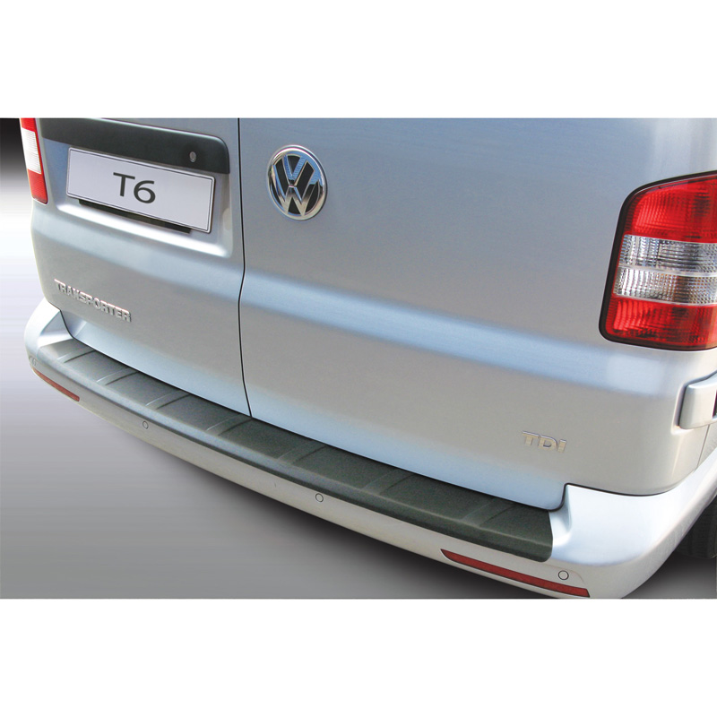 ABS Achterbumper beschermlijst  Volkswagen Transporter T6 Caravelle/Multivan 9/2015- met achterdeuren 'Ribbed' Zwart