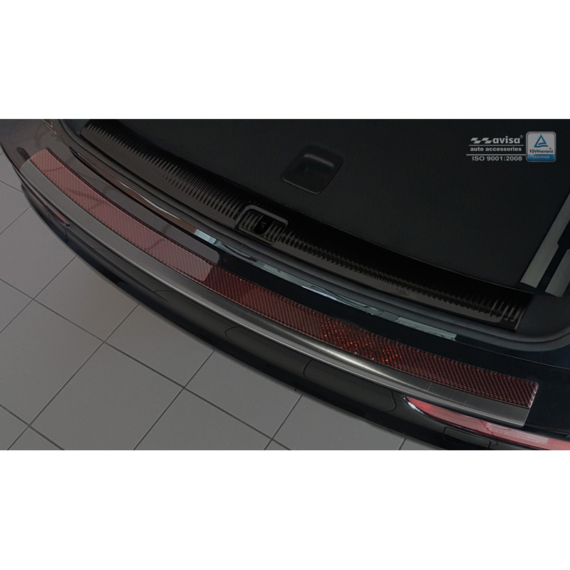 Stainless Steel Rear bumper protector 'Deluxe'  Audi Q5 2008-2016 Black/Red-Black Carbon