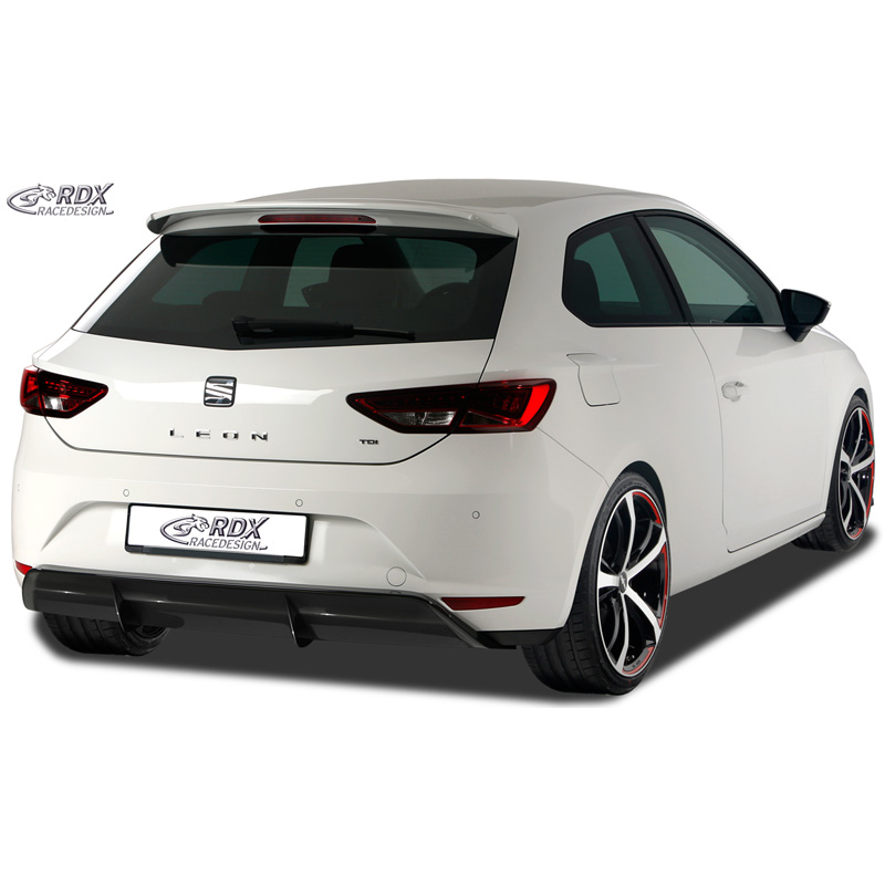 Rear bumper skirt 'Diffusor'  Seat Leon 5F SC/5-doors 2013-2017 excl. ST/FR/Cupra (ABS glossy black)