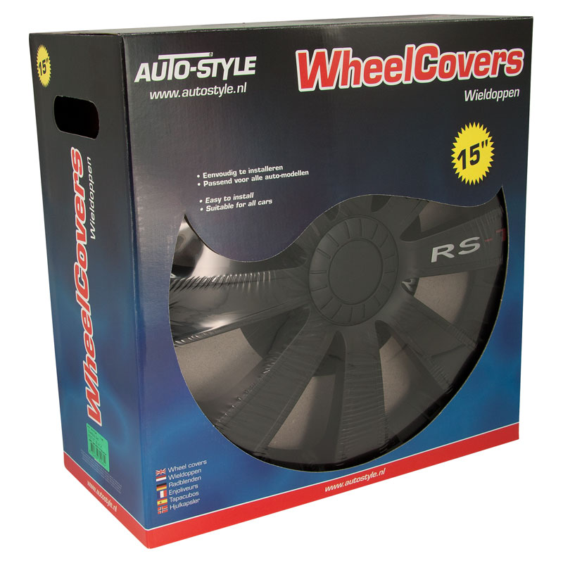 4-Delige Wieldoppenset RS-T 15-inch zwart