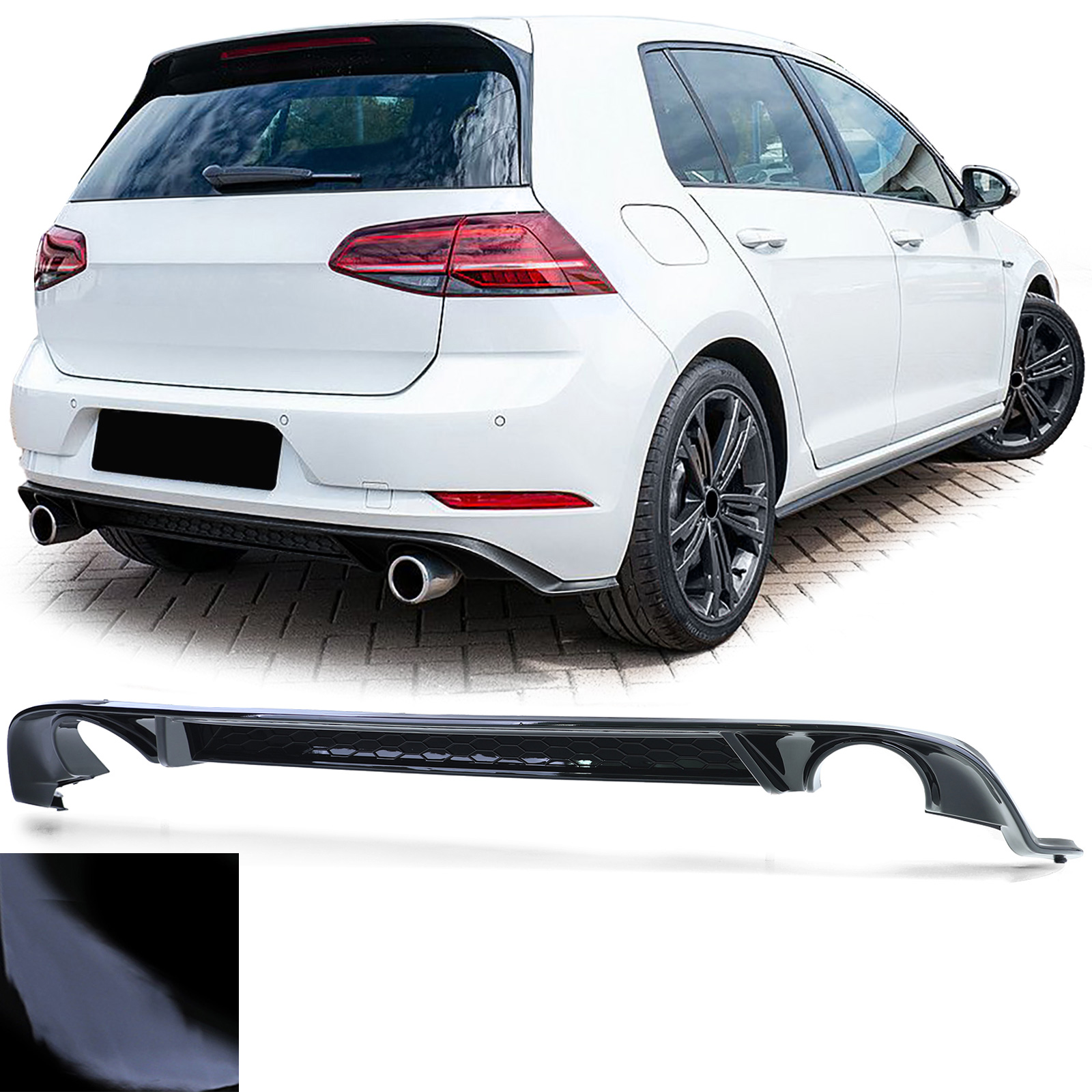 Diffuser VW Golf 7 GTI 17-21 Glans Zwart