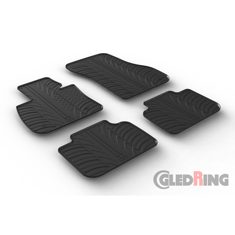 Rubber car mats set  BMW X1 F48 2015-2022 incl. Hybrid (T profile 4-pieces + mounting clips)