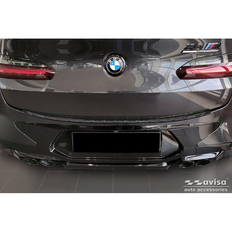 Black Stainless Steel Rear bumper protector  BMW X4 G02/F98 M Competition Facelift 2021- 'Ribs'