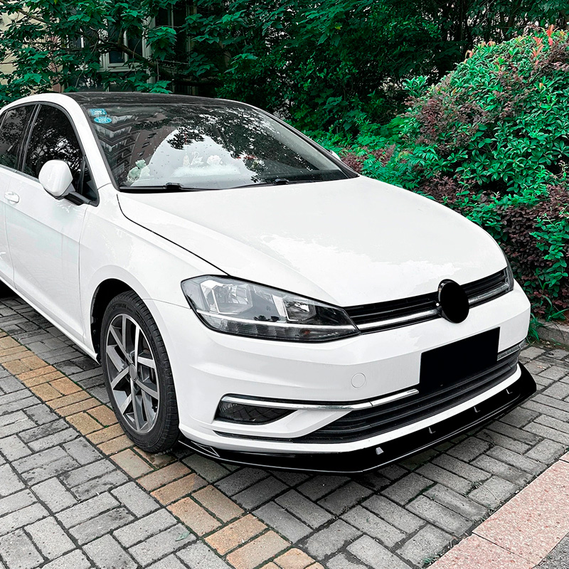 Front spoiler lip  Volkswagen Golf VII (7.5) 2017-2019 excl. GTi/GTD/R/R-Line (Glossy Black ABS)