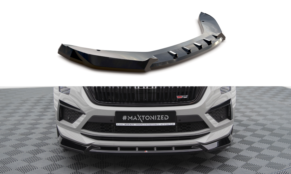 Voorspoiler V.2 Skoda Kodiaq RS FL Maxton Glans Zwart