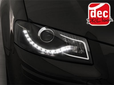 Headlights Audi A3 8P 03-08 LED Devil Eyes DRL look black