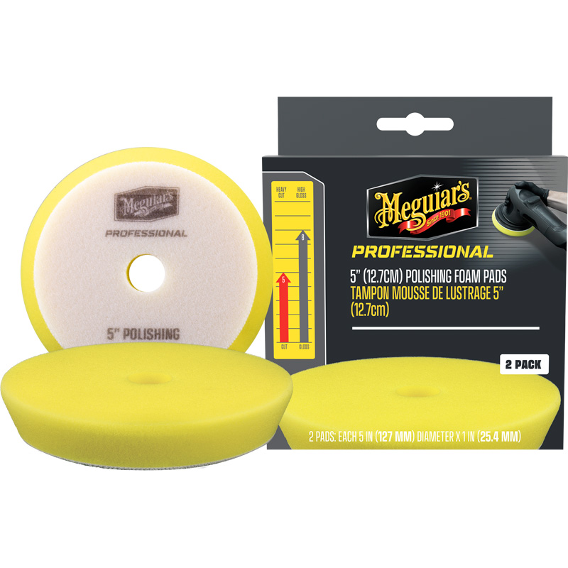 Meguiar's Professional Foam Polishing Pads - 5'' diameter x 1'' (127mm x 25,4mm) - geel - set van 2