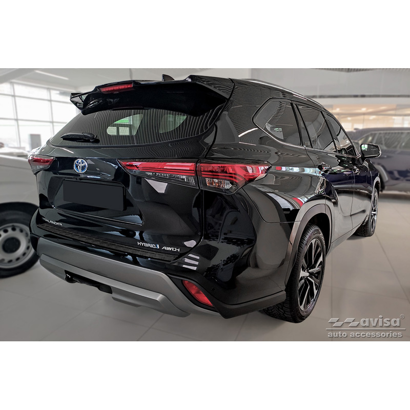 Matt Black Aluminum Rear bumper protector  Toyota Highlander IV (XU70) 2020- 'Riffled Plate'