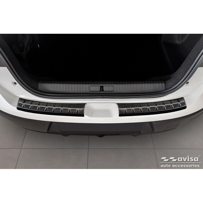 Black Stainless Steel Rear bumper protector  Citroën C4 X 2023- 'Ribs' (2-pieces)