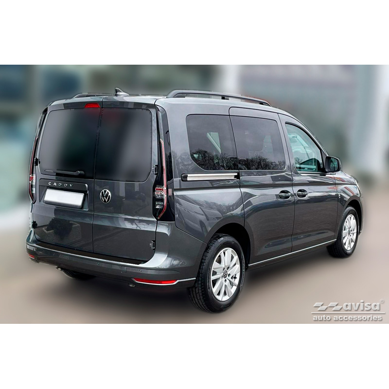 Black Stainless Steel Rear bumper protector  Volkswagen Caddy V 2020- 'Ribs'