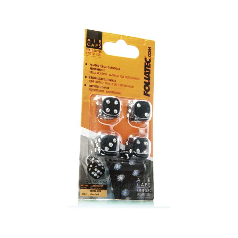 Foliatec AirCaps valve cap set Crystal Cube black - 4 pieces
