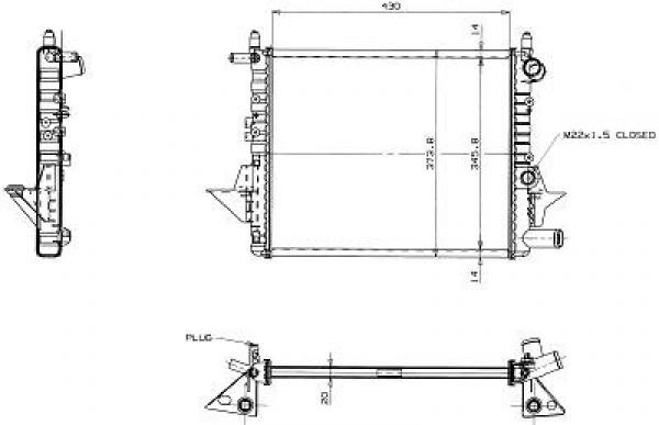 Radiator RENAULT TWINGO 97->> 430X380 1.1I RT 2217
