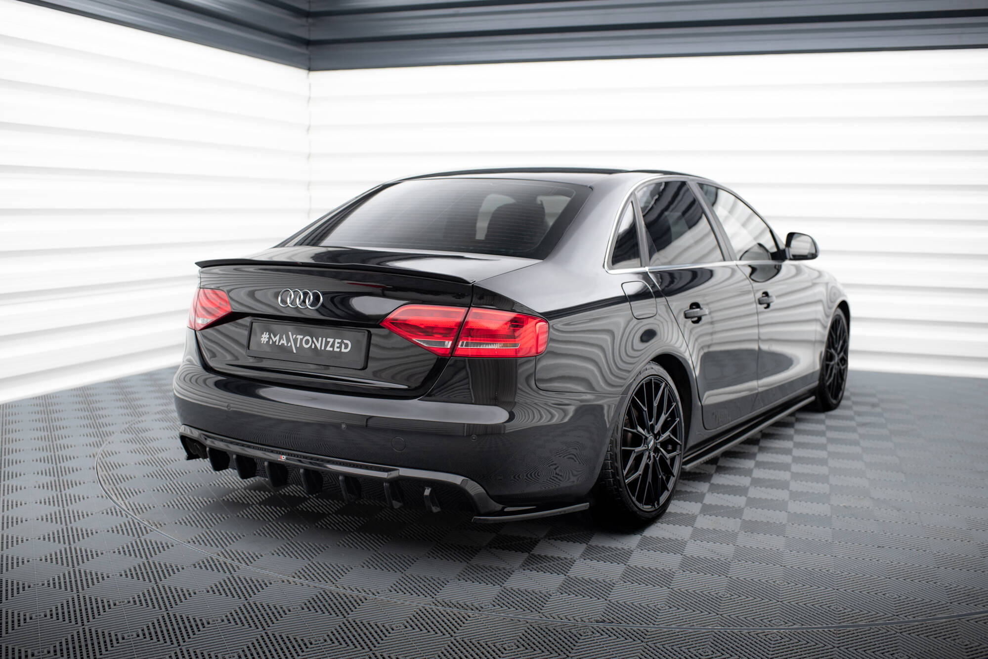 Achterzij Spoilers V.2 Audi A4 B8 Maxton Glanzend zwart