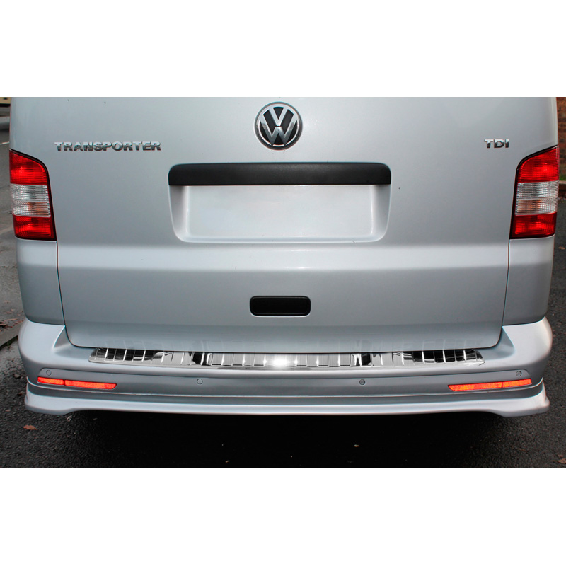 RVS Achterbumperprotector  VW Transporter T5 2003-2015 (alle) & T6 2015- / FL 2019- (met achterdeuren) 'Ribs'