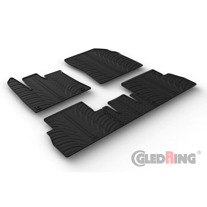 Rubber car mats set  Citroën Berlingo Multispace / Opel Combo Tour (MPV) / Peugeot Rifter / Toyota Proace City 9/2019- (Variable seats) (T profile 5-pieces + oval mounting clips)