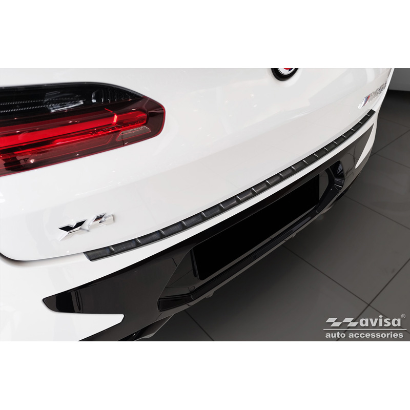 Black Stainless Steel Rear bumper protector  BMW X4 G02 FL 2021- with M-Pakage 'Ribs'