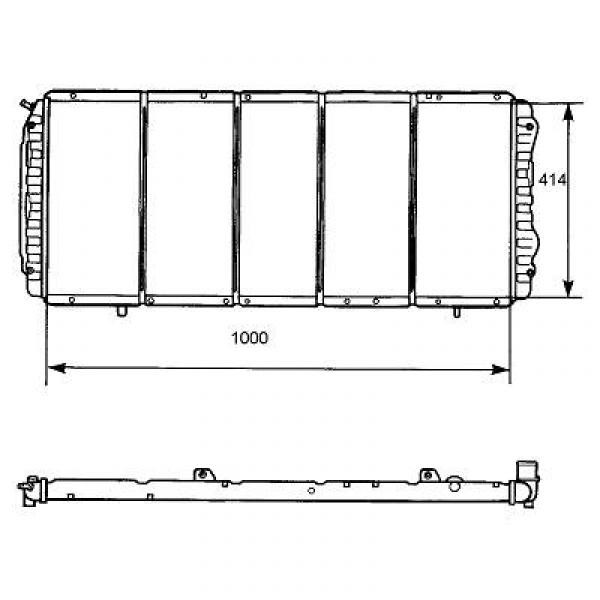 Radiator CITROEN JUMPER 94->> 1000x414 2.5D/2.5TD +AC