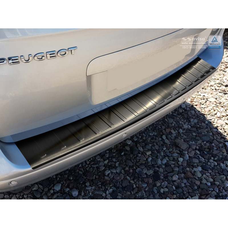 Black Stainless Steel Rear bumper protector  Peugeot 5008 2009-2016 'Ribs'